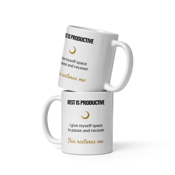 Rest Is Productive Mug, white ceramic 11 oz mug shown from the front